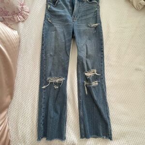 Abercrombie & Fitch Distressed Straight Leg Jeans - Blue